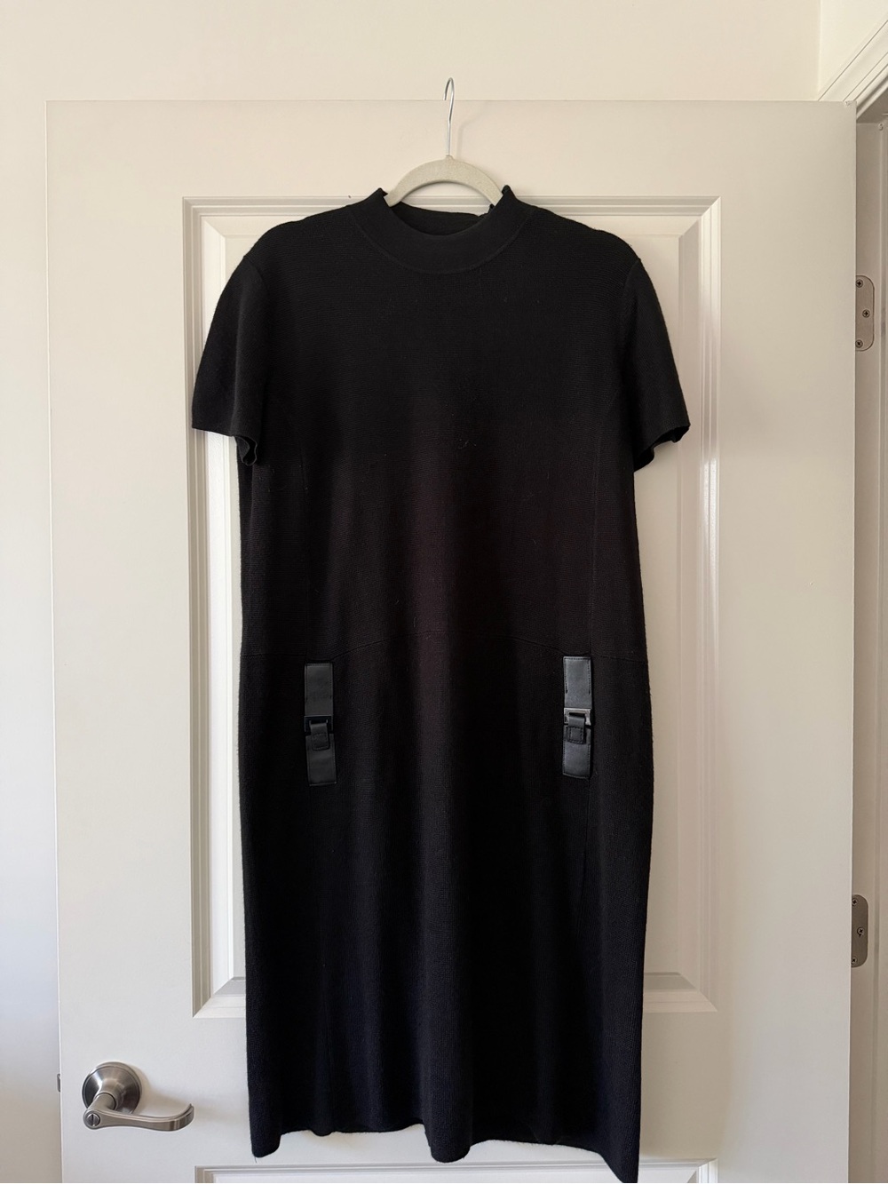 Jones New York Black Short-Sleeve Knit Dress with Buckle Accents
